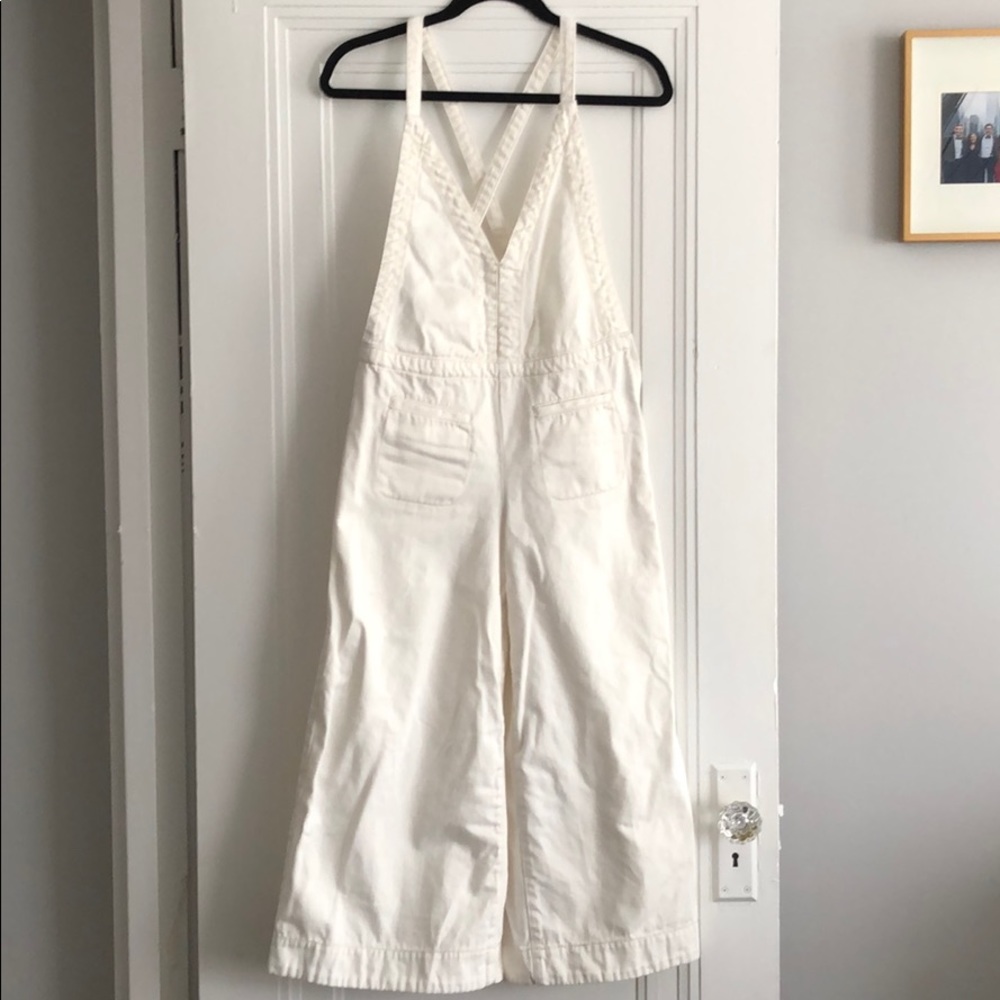 FREE PEOPLE WHITE DENIM OVERALLS